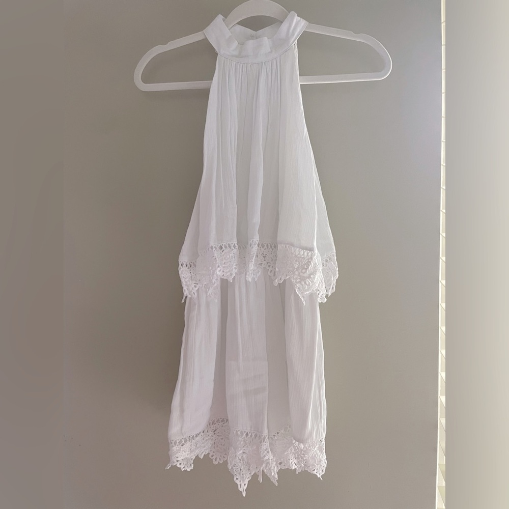 Never worn - White eyelet high neck romper
